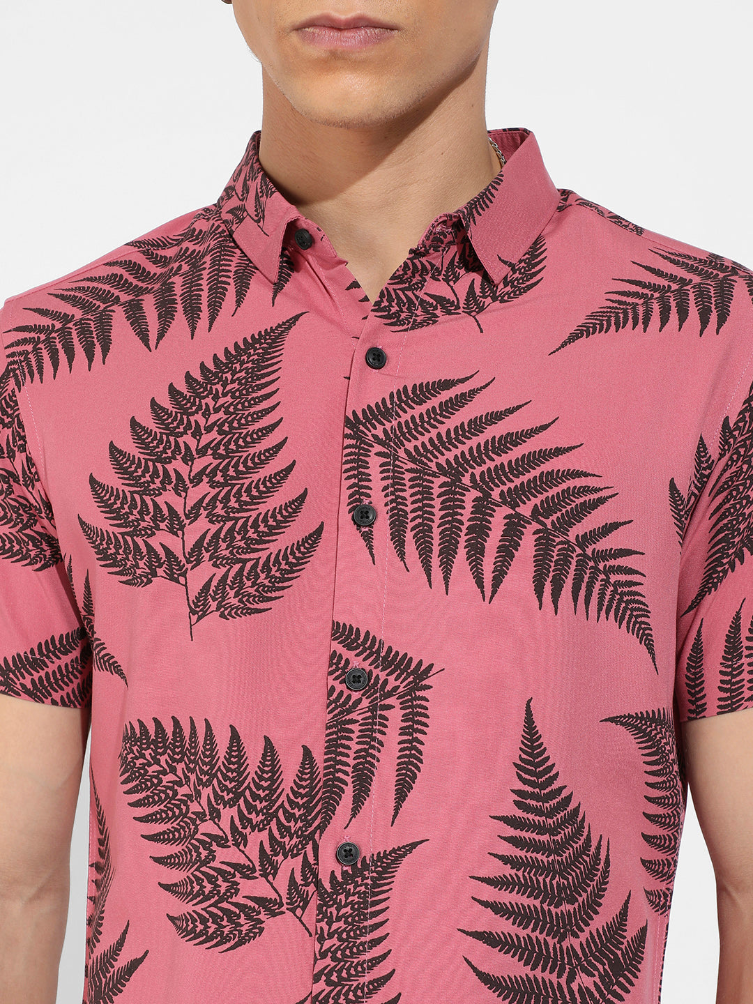 Brown Contrast Fern Shirt