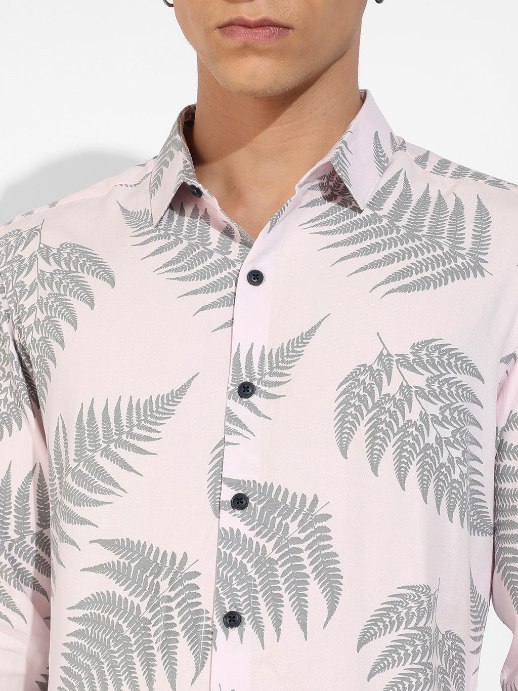 Light Pink & Dark Grey Contrast Fern Shirt