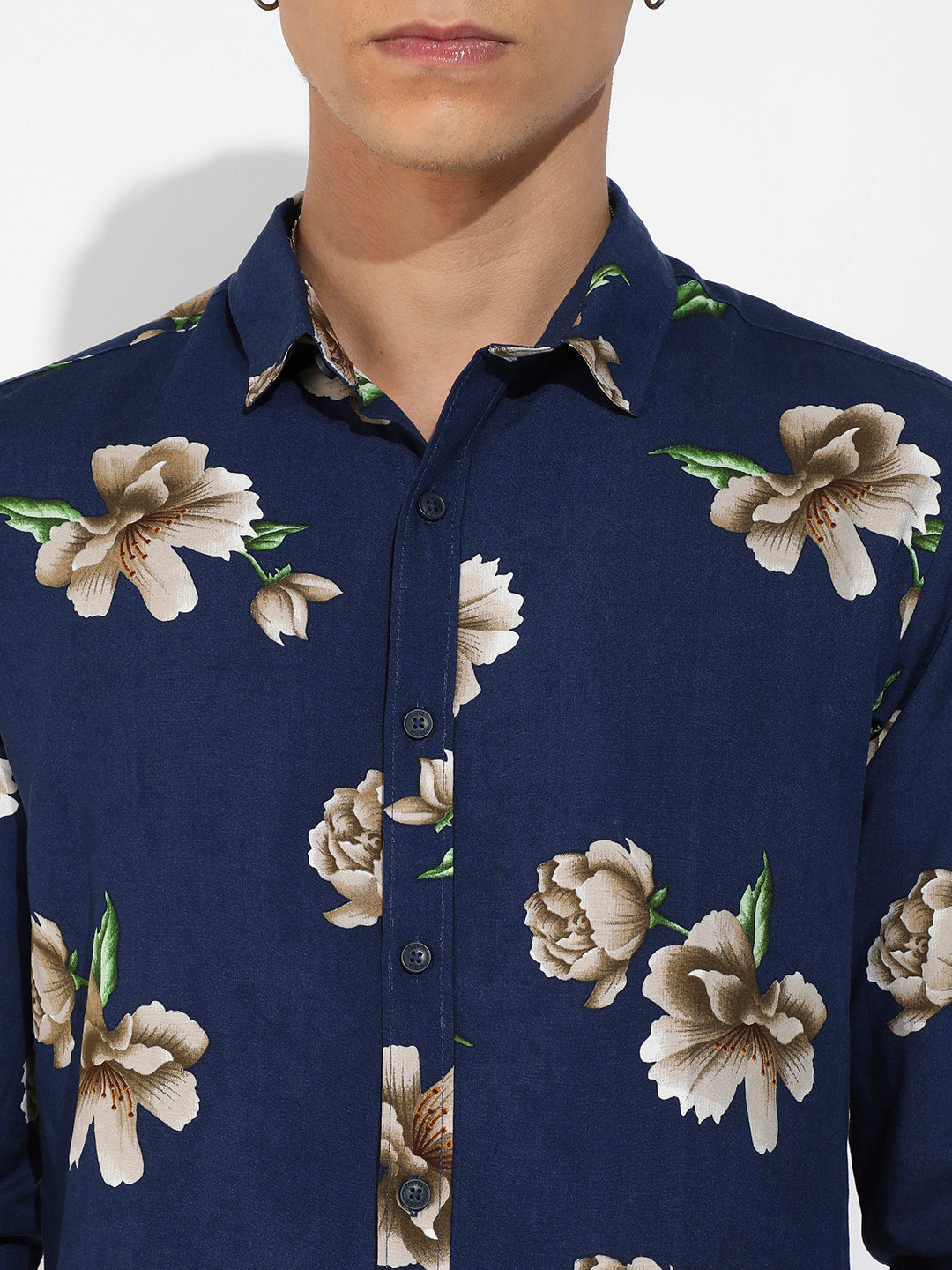 Indigo Blue Floral Print Shirt