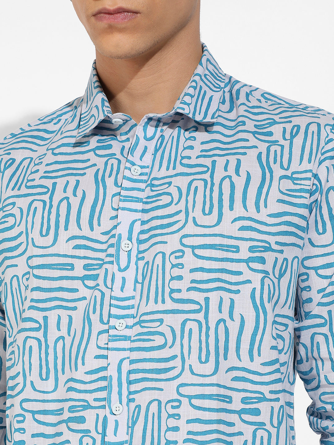 Blue Abstract Print Shirt