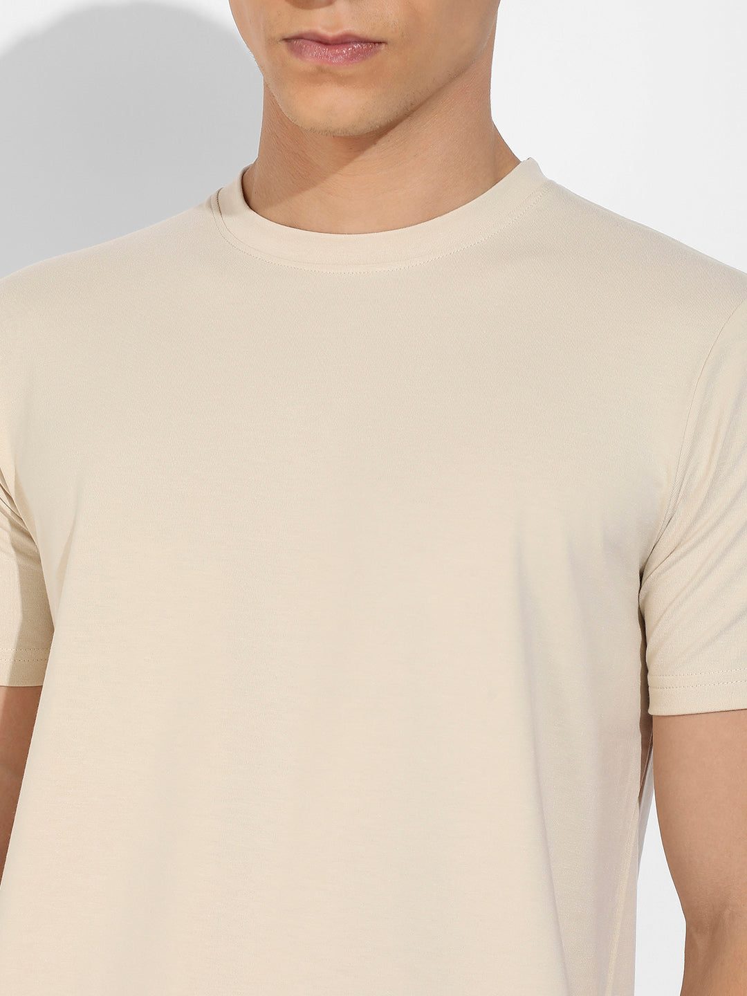 Beige Basic Regular Fit T-Shirt