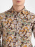 Men's Beige & Green Artistic Floral Cluster Shirt