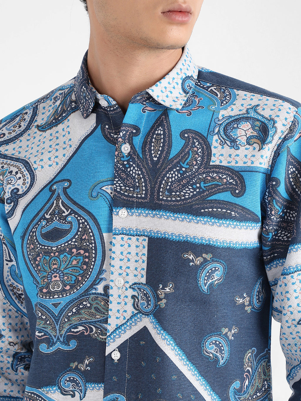Men's Blue Paisley Block Shirt