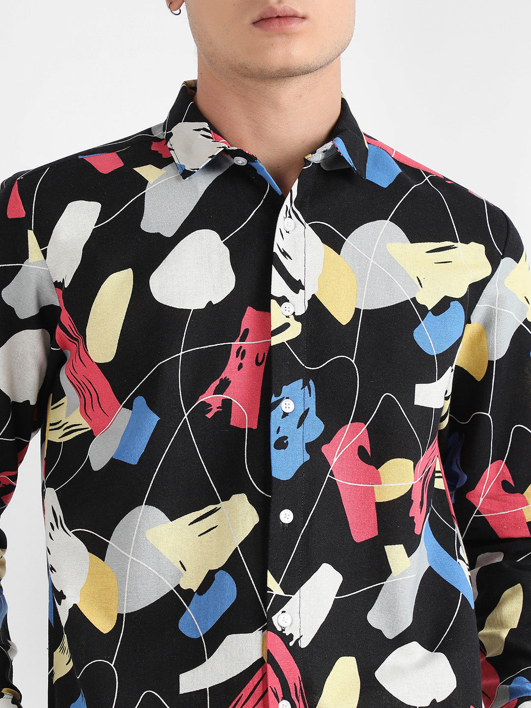 Men's Multicolour Abstract Lined Through Shirt