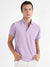 Men Lavender Self-Design Regimental Striped T-Shirt