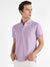 Men Lavender Self-Design Regimental Striped T-Shirt