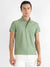 Men's Olive Green Self-Design Horizontal Striped T-Shirt