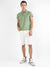 Men's Olive Green Self-Design Horizontal Striped T-Shirt