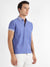 Men's Lilac Self-Design Horizontal Striped T-Shirt