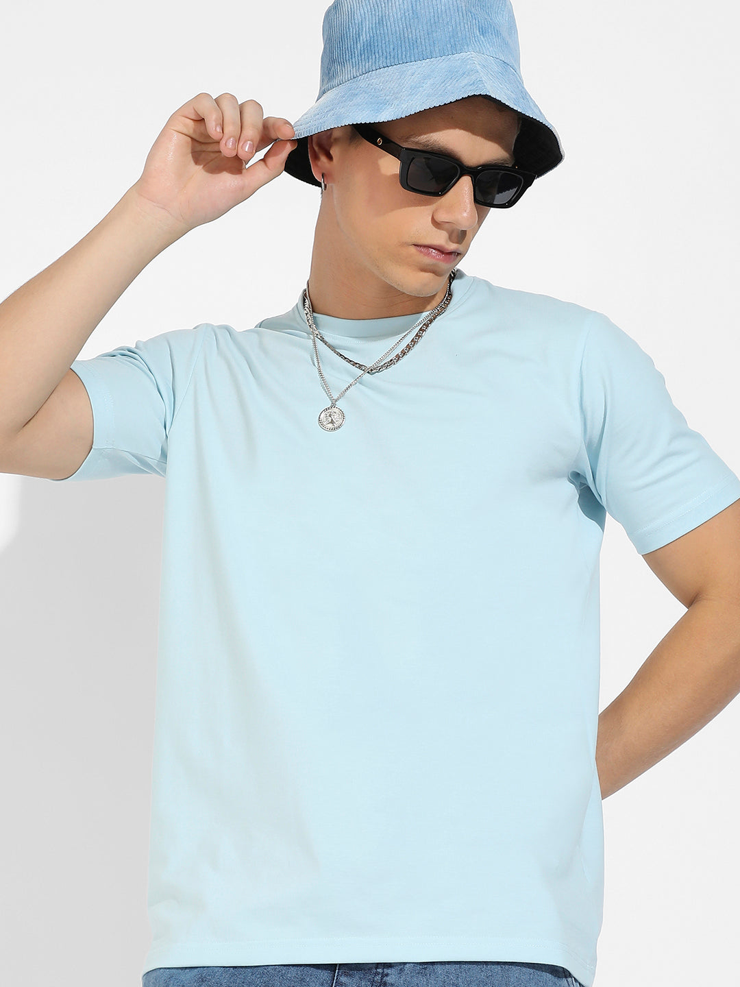 Icy Blue Basic Regular Fit T-Shirt