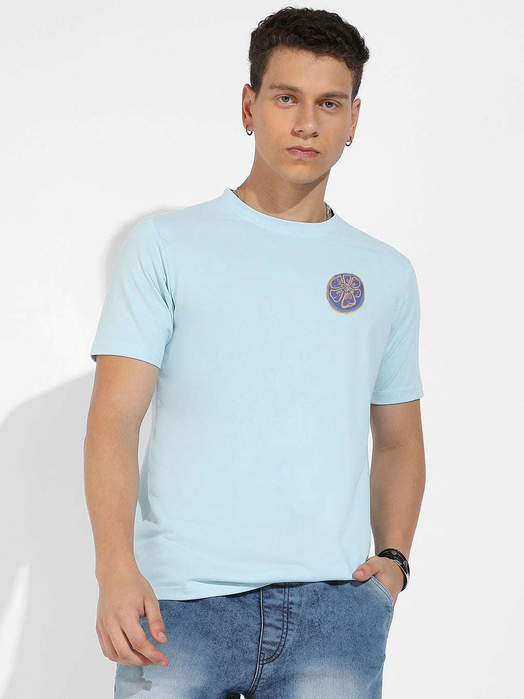 Icy Blue Basic Regular Fit T-Shirt