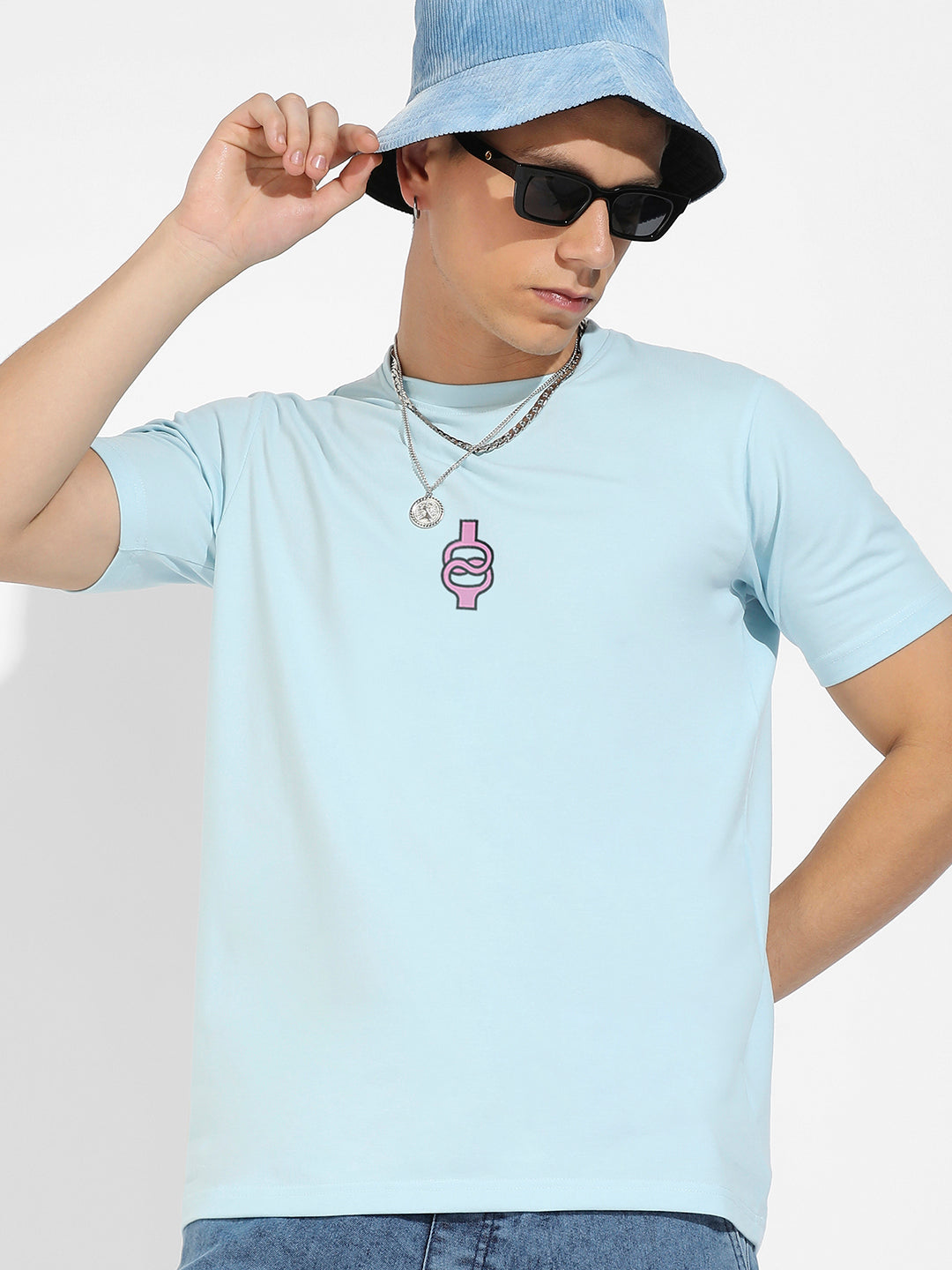 Icy Blue Basic Regular Fit T-Shirt