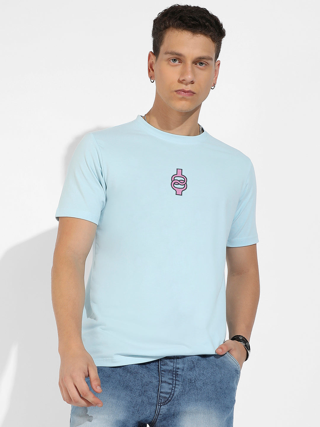 Icy Blue Basic Regular Fit T-Shirt