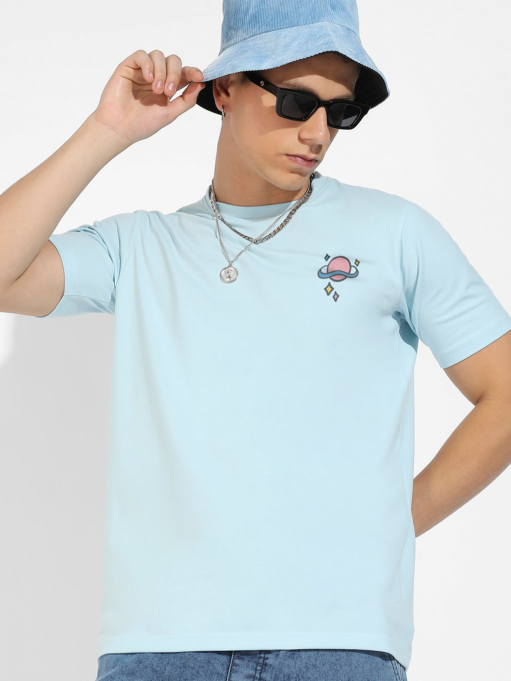 Icy Blue Basic Regular Fit T-Shirt