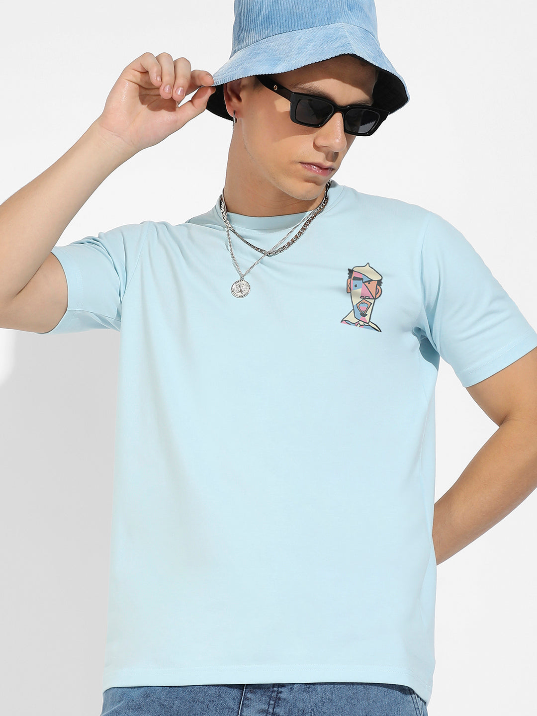 Icy Blue Basic Regular Fit T-Shirt