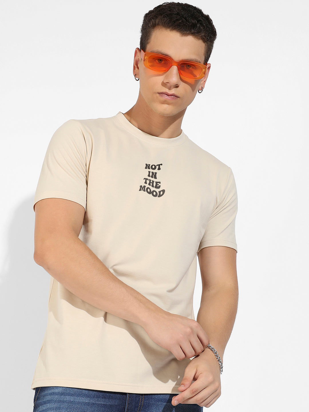 Beige Basic Regular Fit T-Shirt