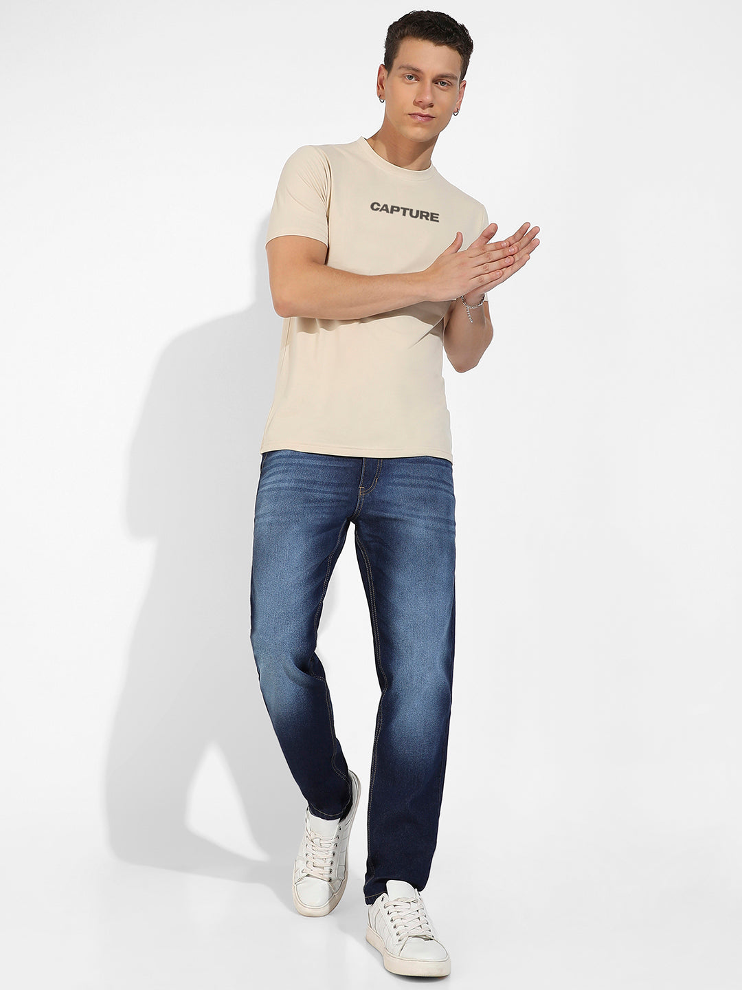 Beige Basic Regular Fit T-Shirt