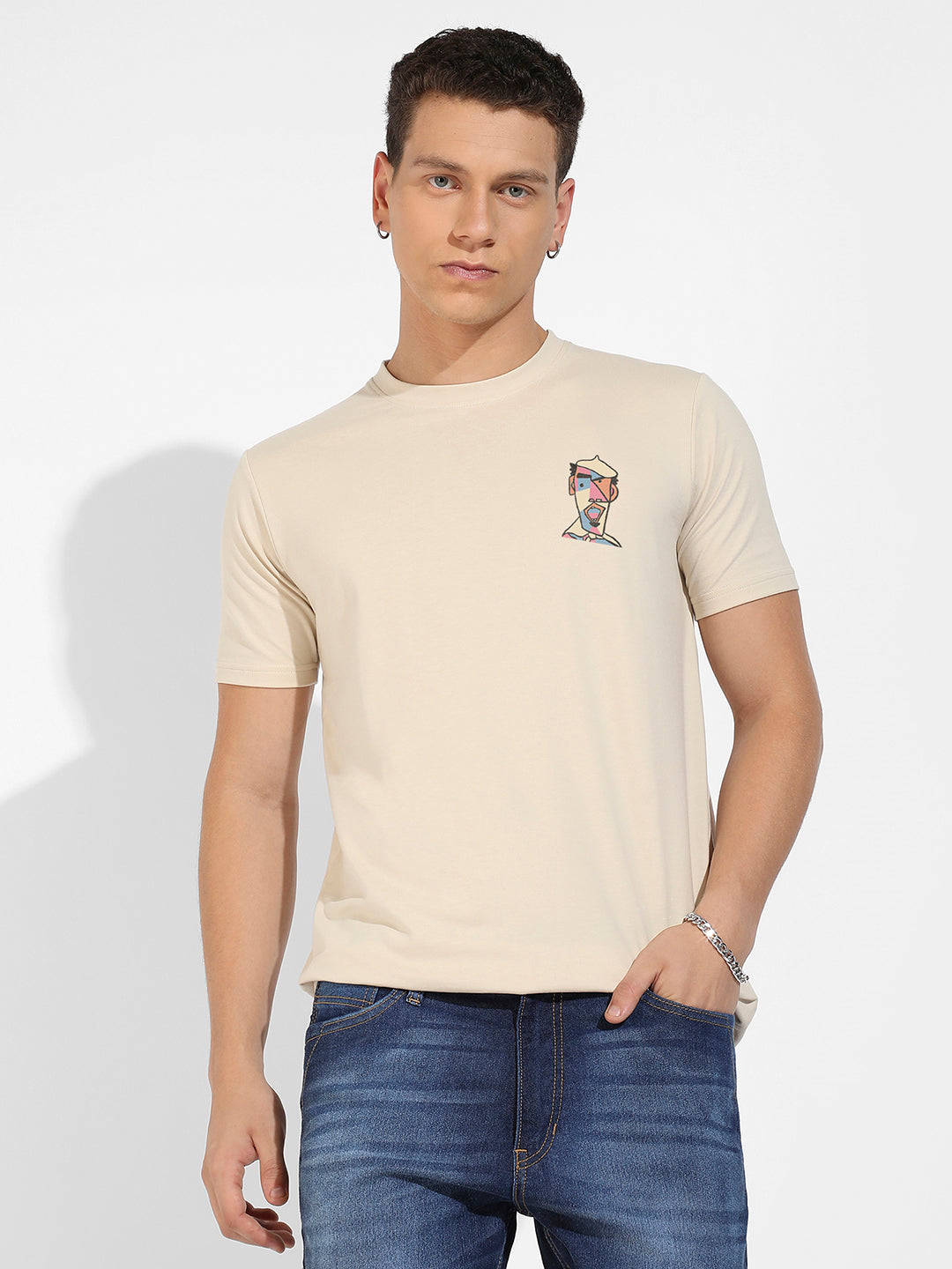 Beige Basic Regular Fit T-Shirt