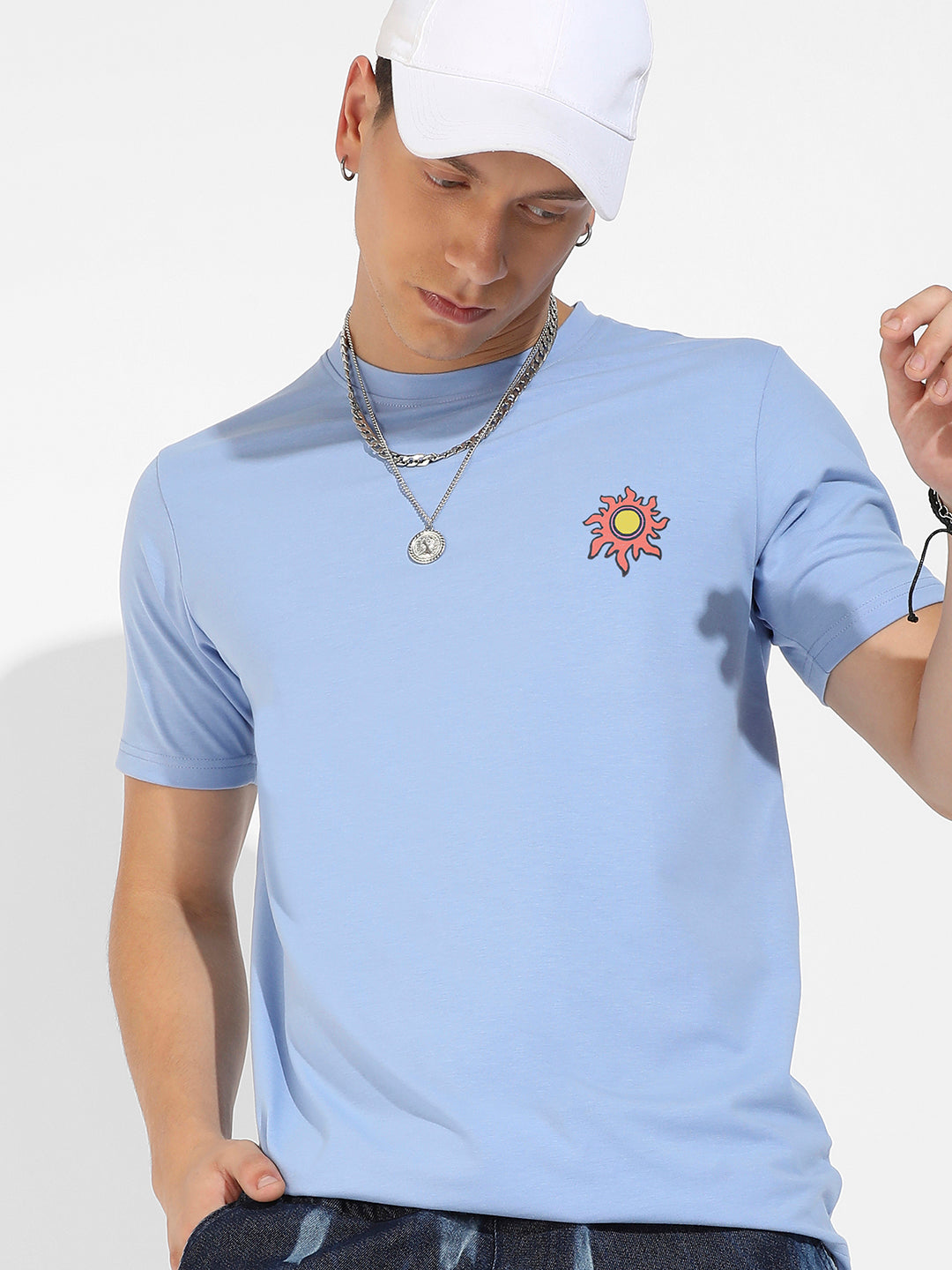 Icy Blue Basic Regular Fit T-Shirt