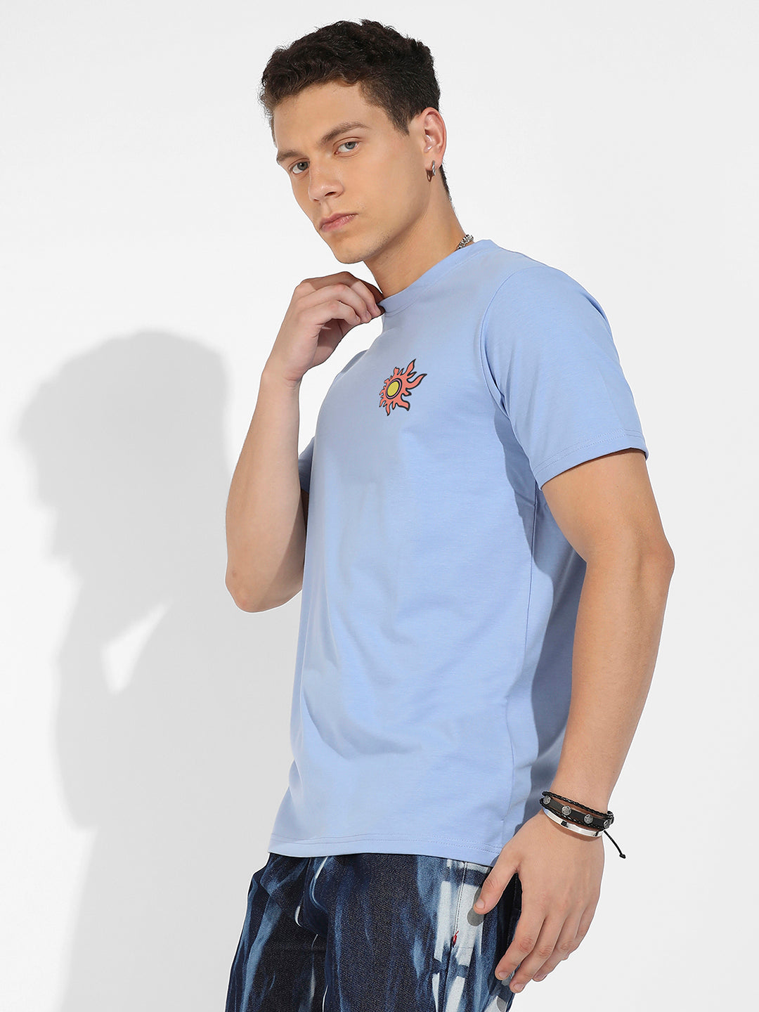 Icy Blue Basic Regular Fit T-Shirt