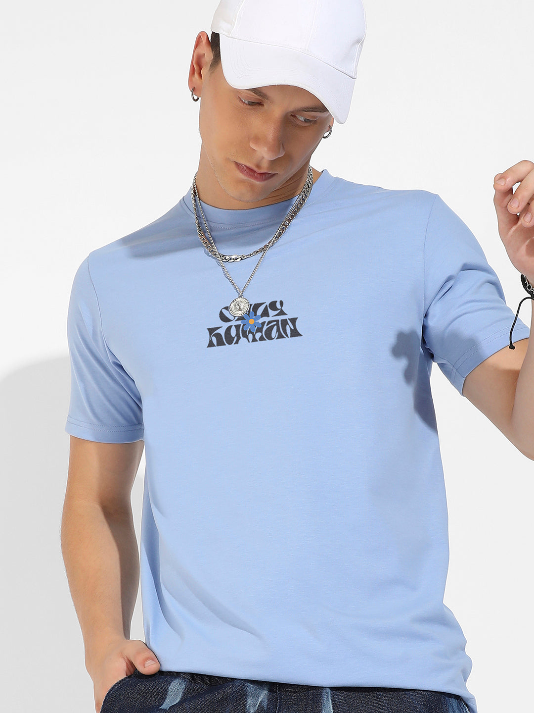 Icy Blue Basic Regular Fit T-Shirt