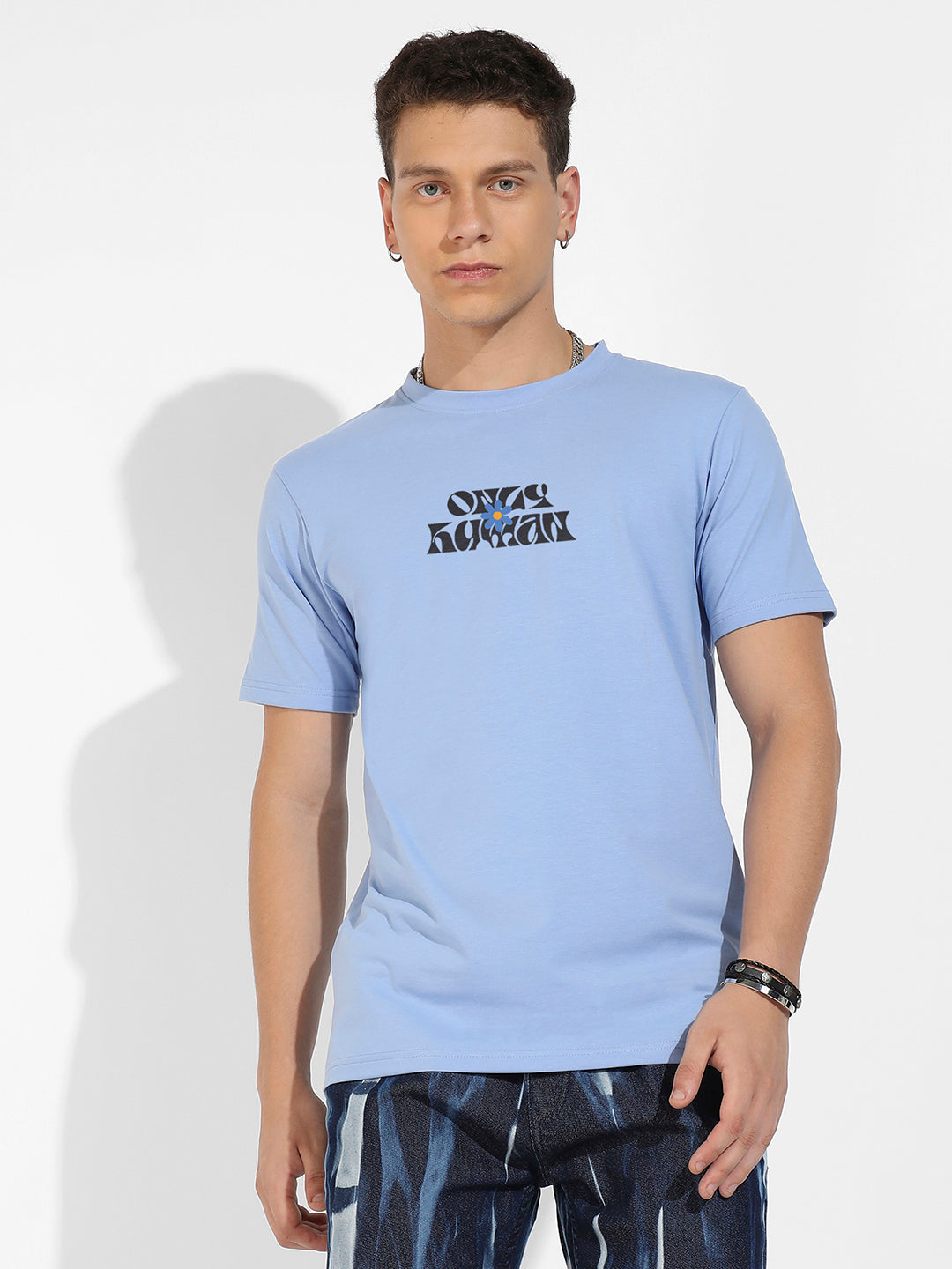 Icy Blue Basic Regular Fit T-Shirt