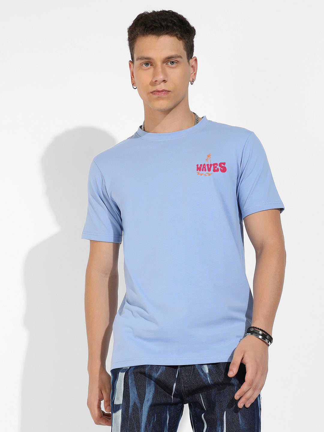 Icy Blue Basic Regular Fit T-Shirt