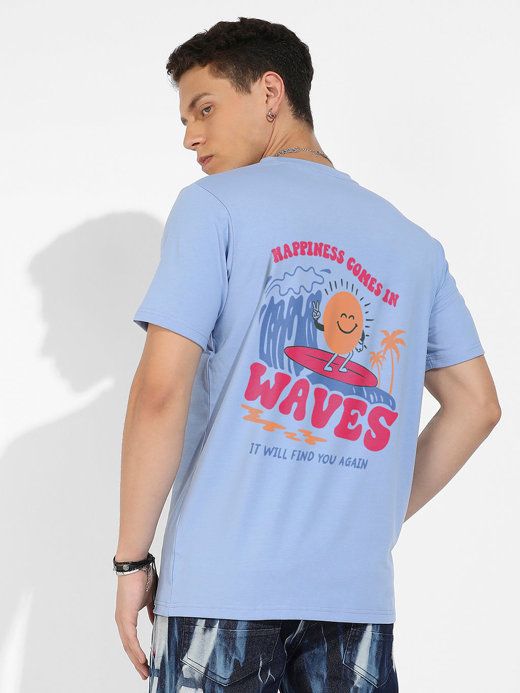 Icy Blue Basic Regular Fit T-Shirt