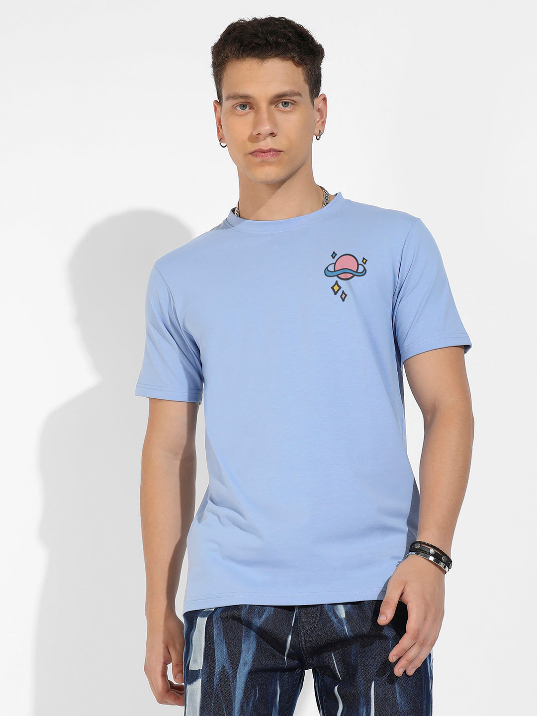 Icy Blue Basic Regular Fit T-Shirt