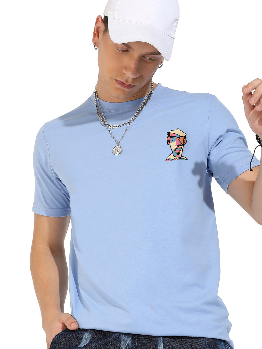 Icy Blue Basic Regular Fit T-Shirt