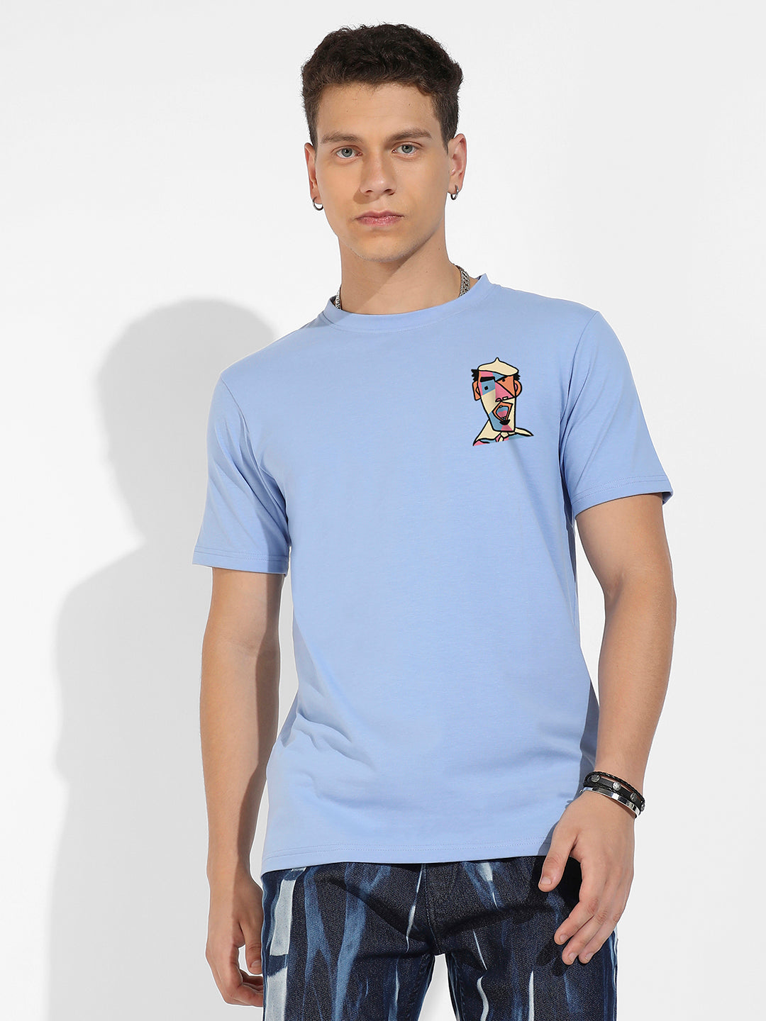 Icy Blue Basic Regular Fit T-Shirt