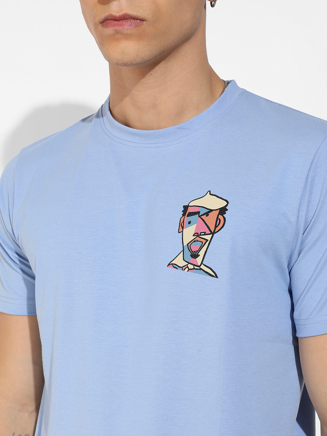 Icy Blue Basic Regular Fit T-Shirt