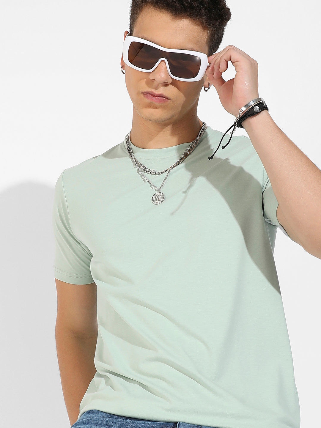 Sage Green Basic Regular Fit T-Shirt