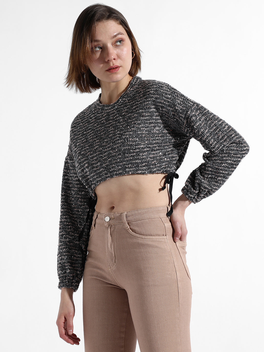 Cinched Cropped Sweatshirt