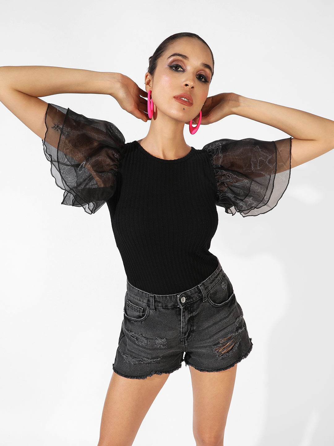 Ribbed Ruffle Bodysuit