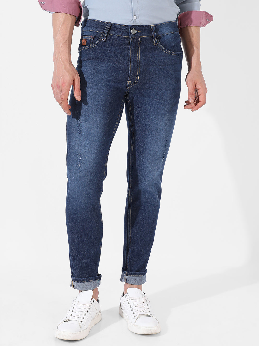 Rolled Hem Denim Jeans