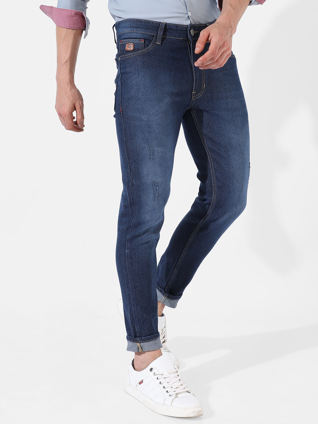 Rolled Hem Denim Jeans