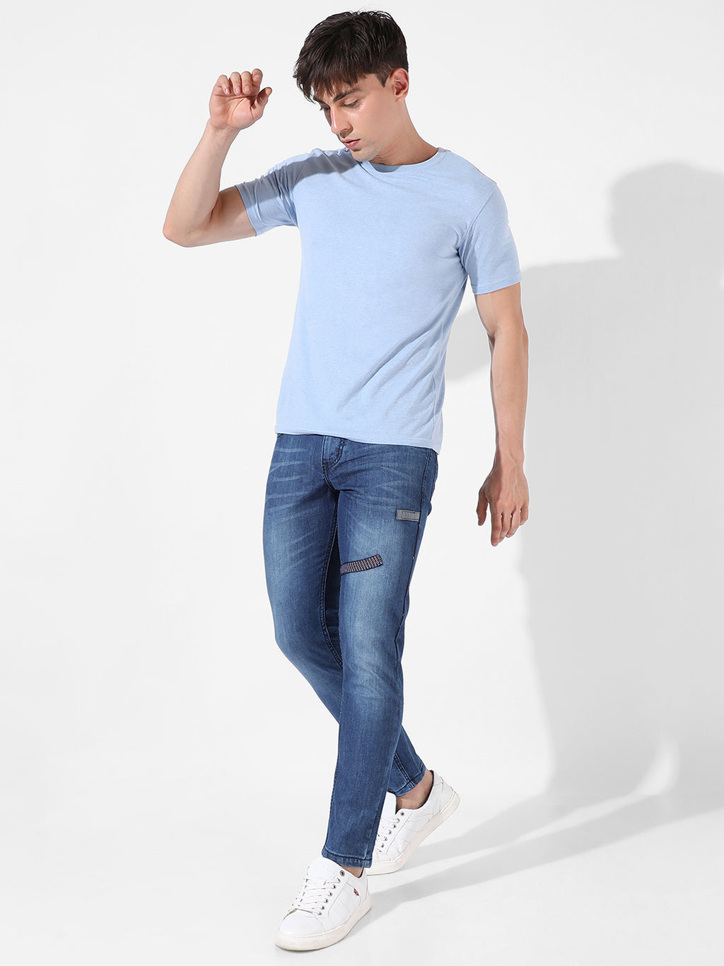 Embroidered Patched Denim Jeans