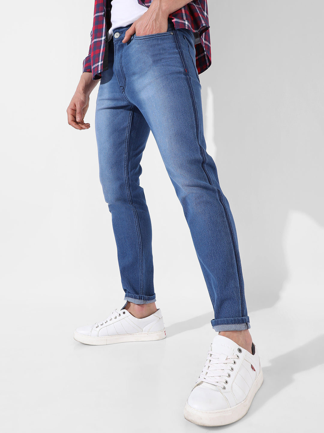 Contrast Side Wash Denim Jeans