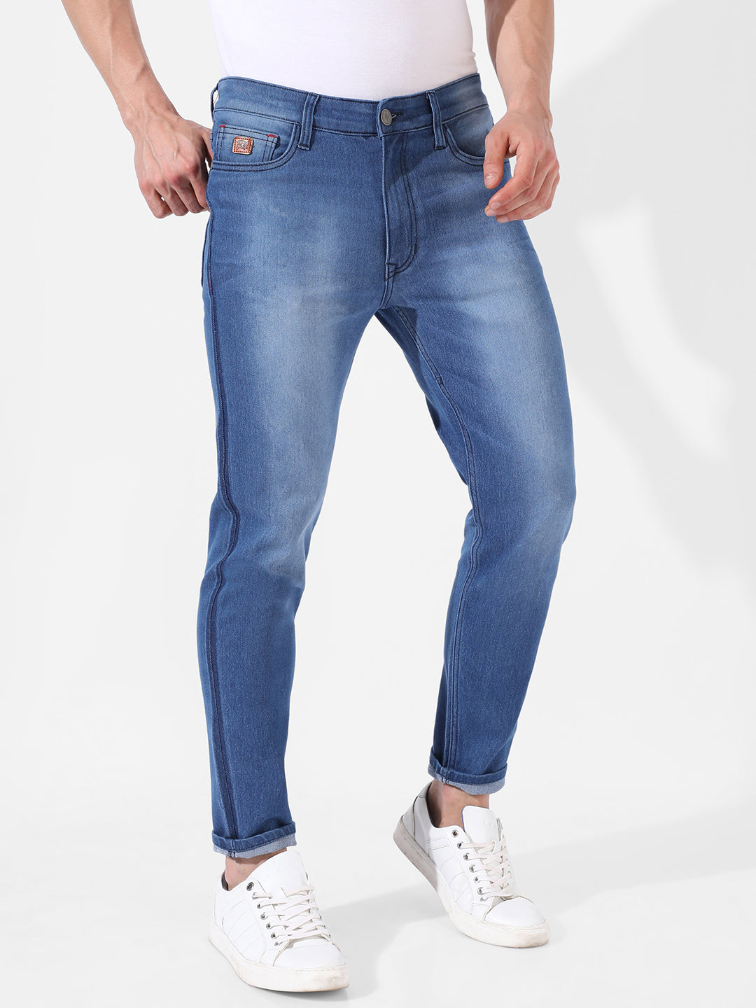 Contrast Side Wash Denim Jeans