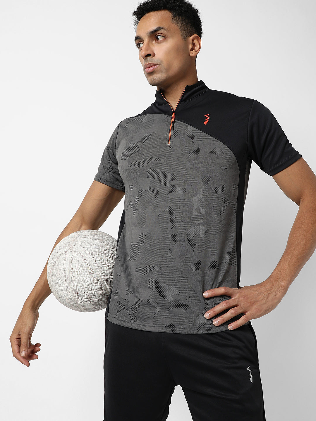 Contrast Camouflage Activewear T-Shirt