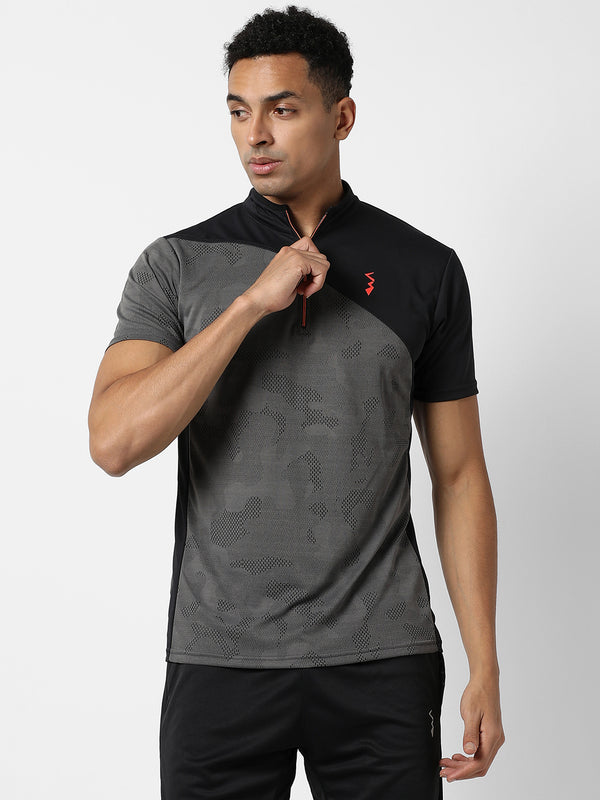 Contrast Camouflage Activewear T-Shirt