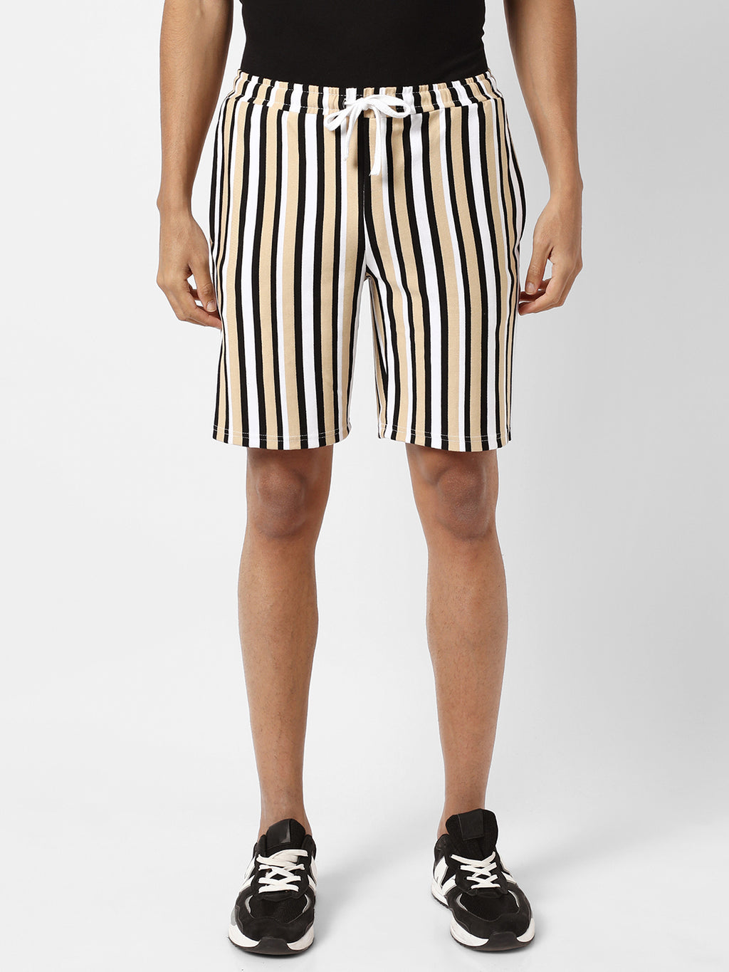 Barcode Striped Knit Shorts