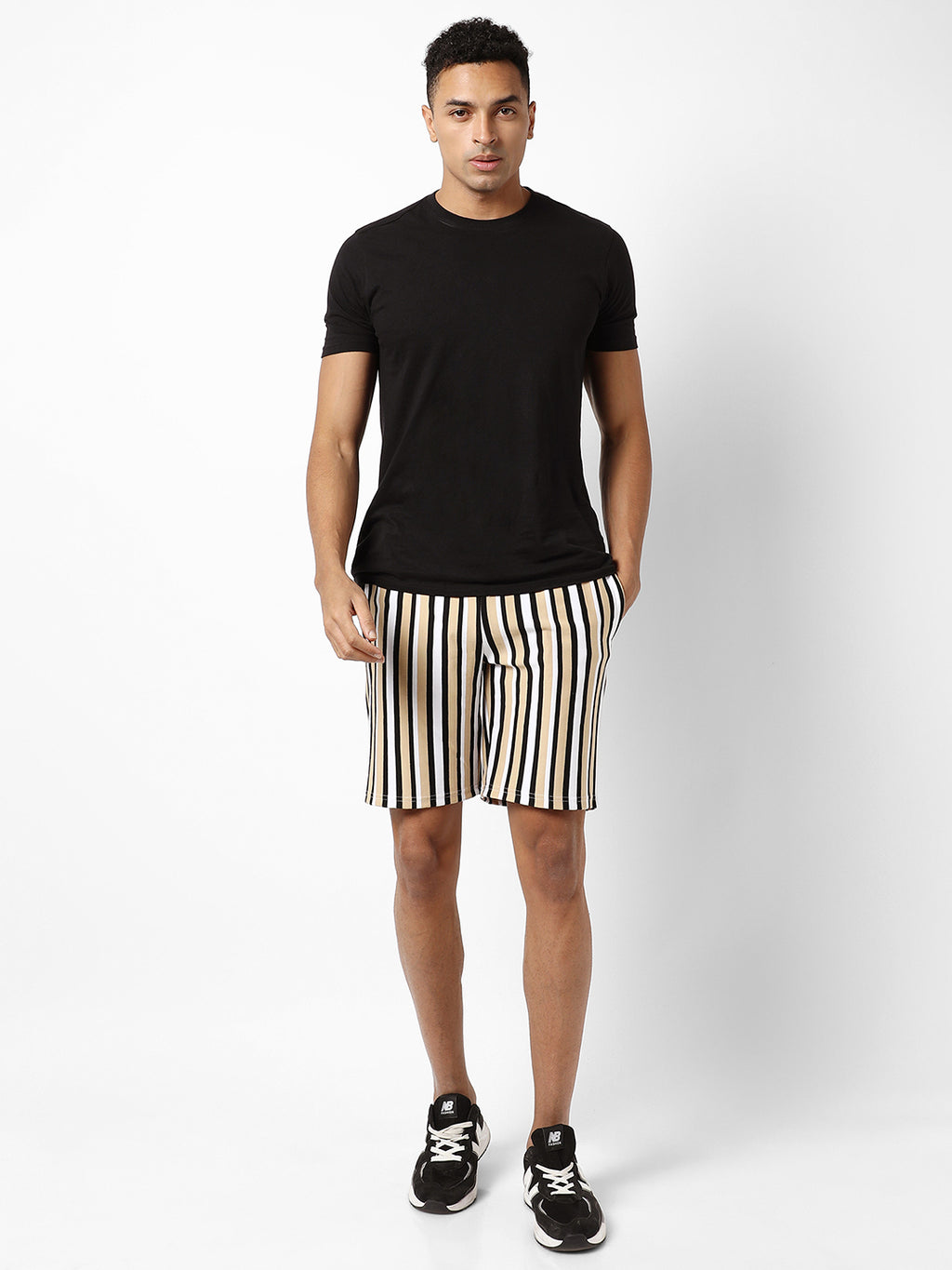 Barcode Striped Knit Shorts