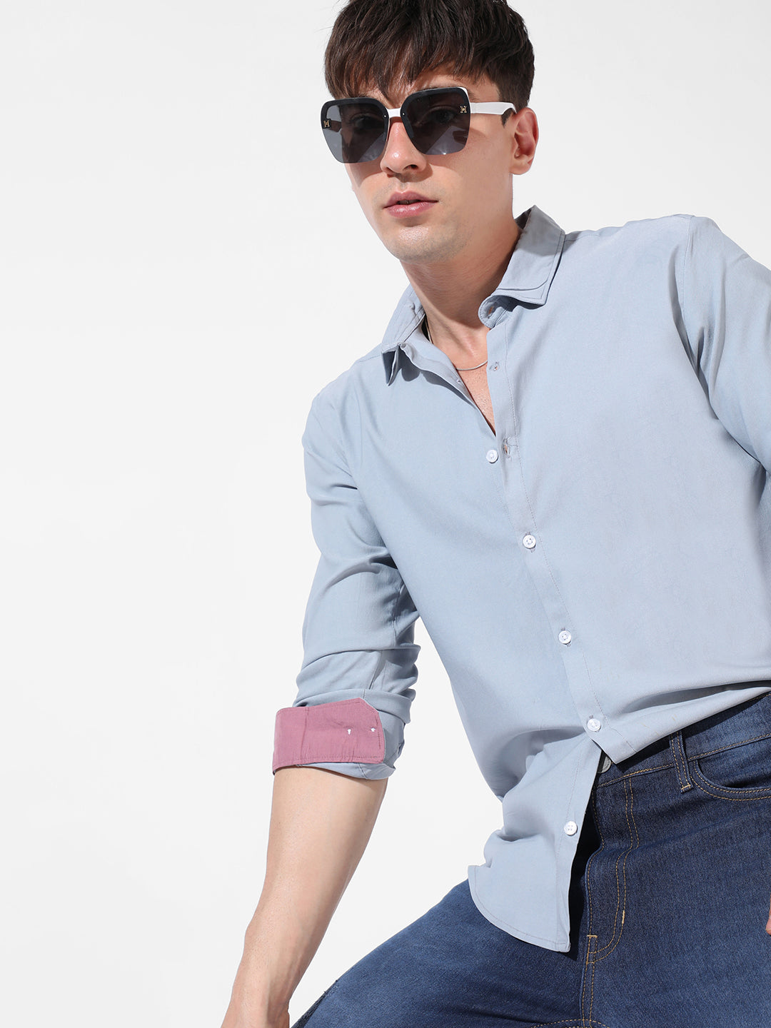 Blue Button Down Casual Shirt
