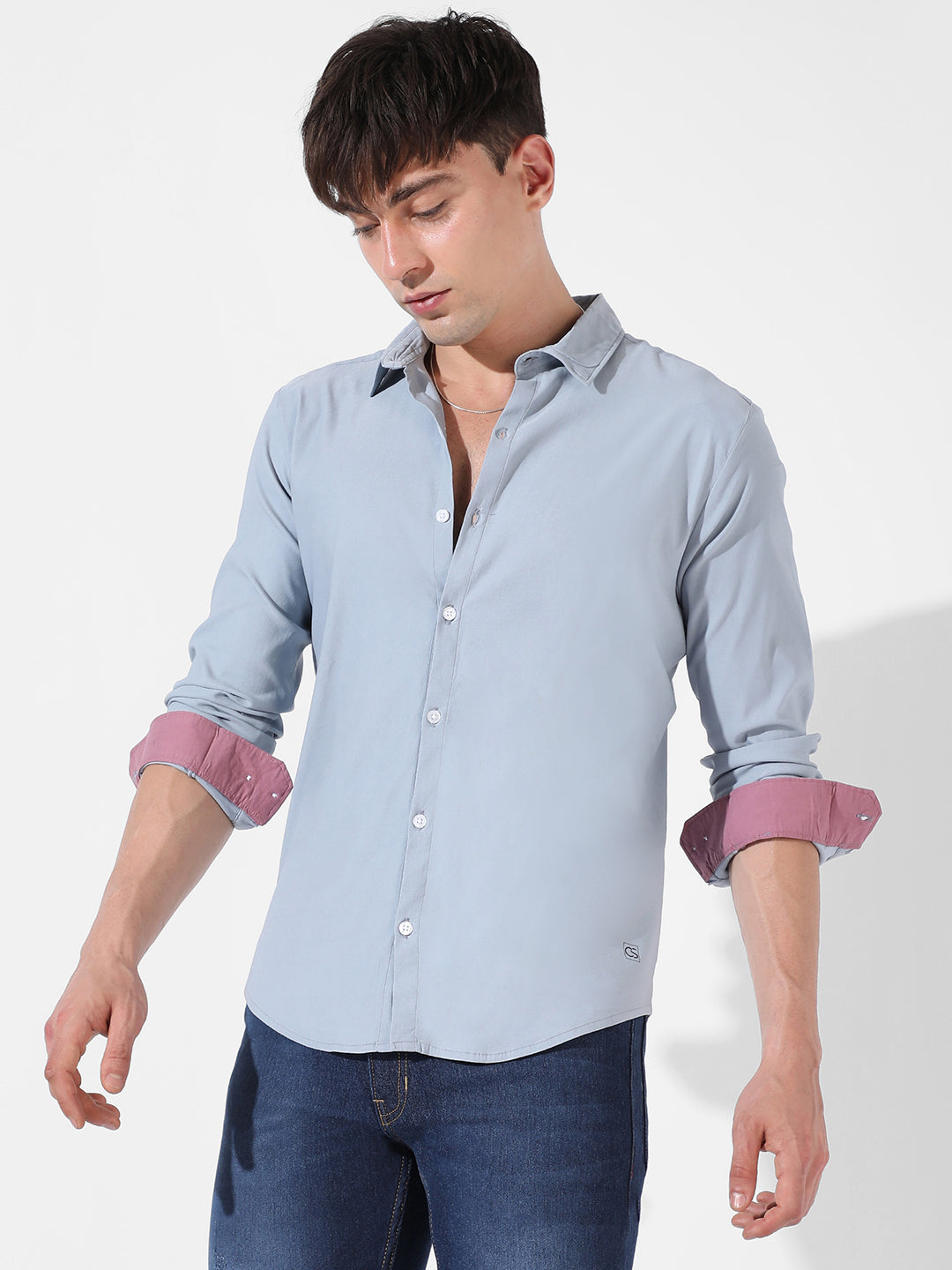 Blue Button Down Casual Shirt