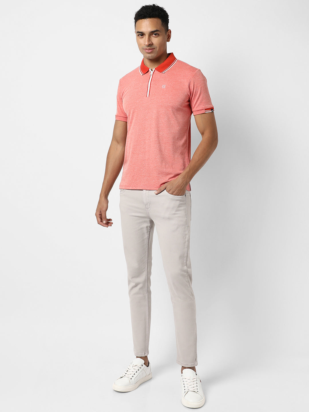 Polo T-Shirt With Contrast Hem