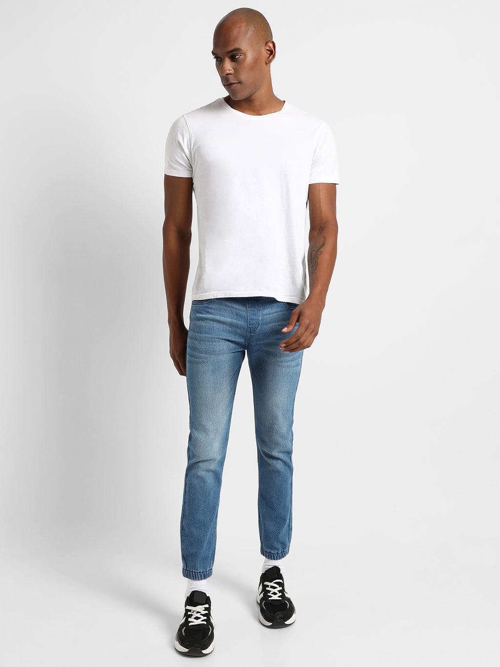 Cinched Hem Denim Jeans