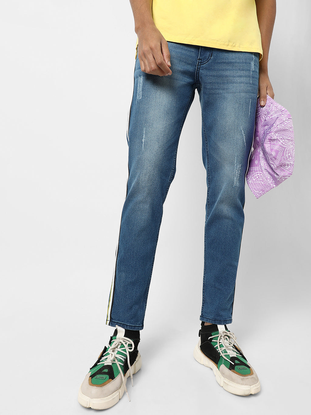 Contrast Side-Striped Denim Jeans