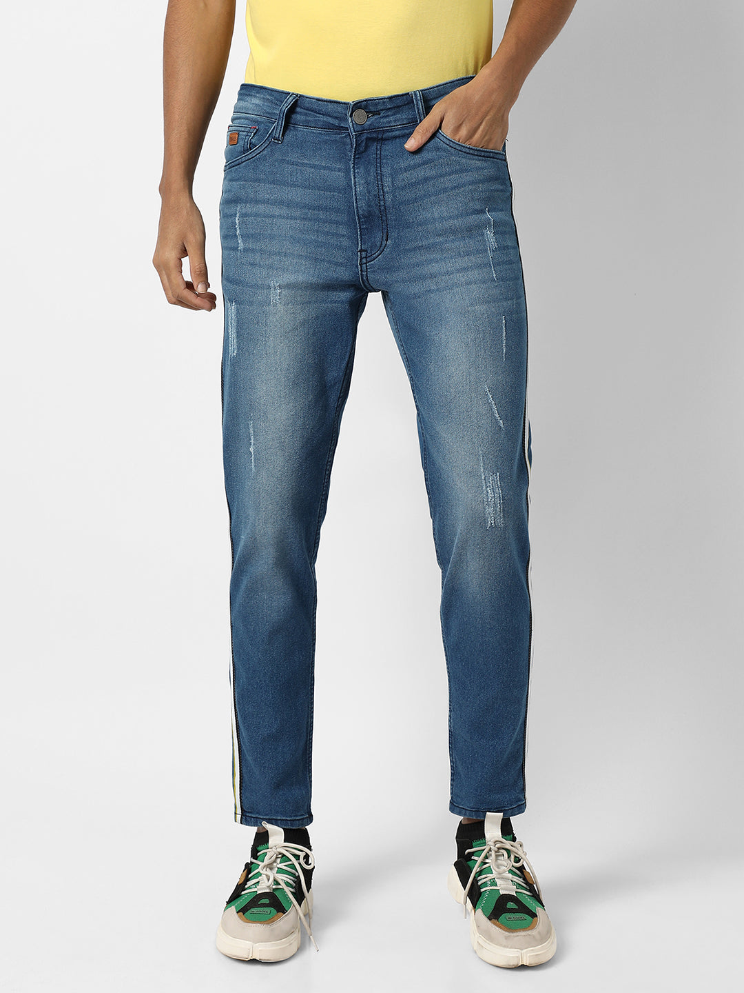 Contrast Side-Striped Denim Jeans